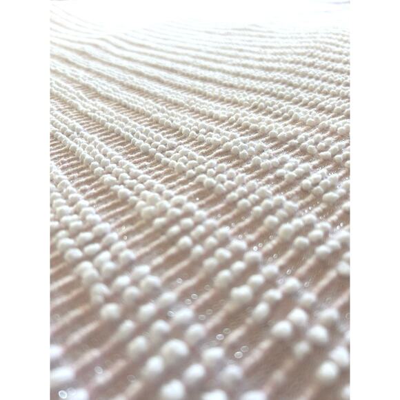 Vintage Chenille Bedspread Pink White Pearl Lurex 104X88 Mid Century Mod Fringe - Picture 3 of 15